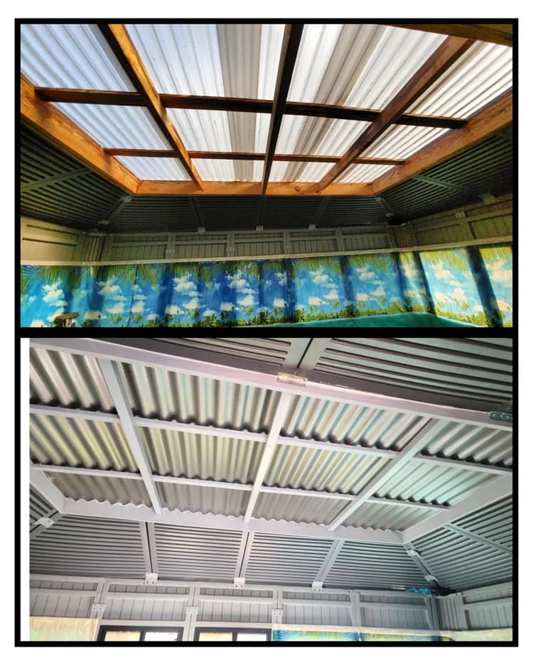 Custom hot tub enclosure before and after photo